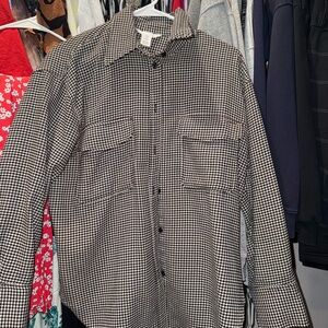 H&M oversized Black and White Checkered Shirt